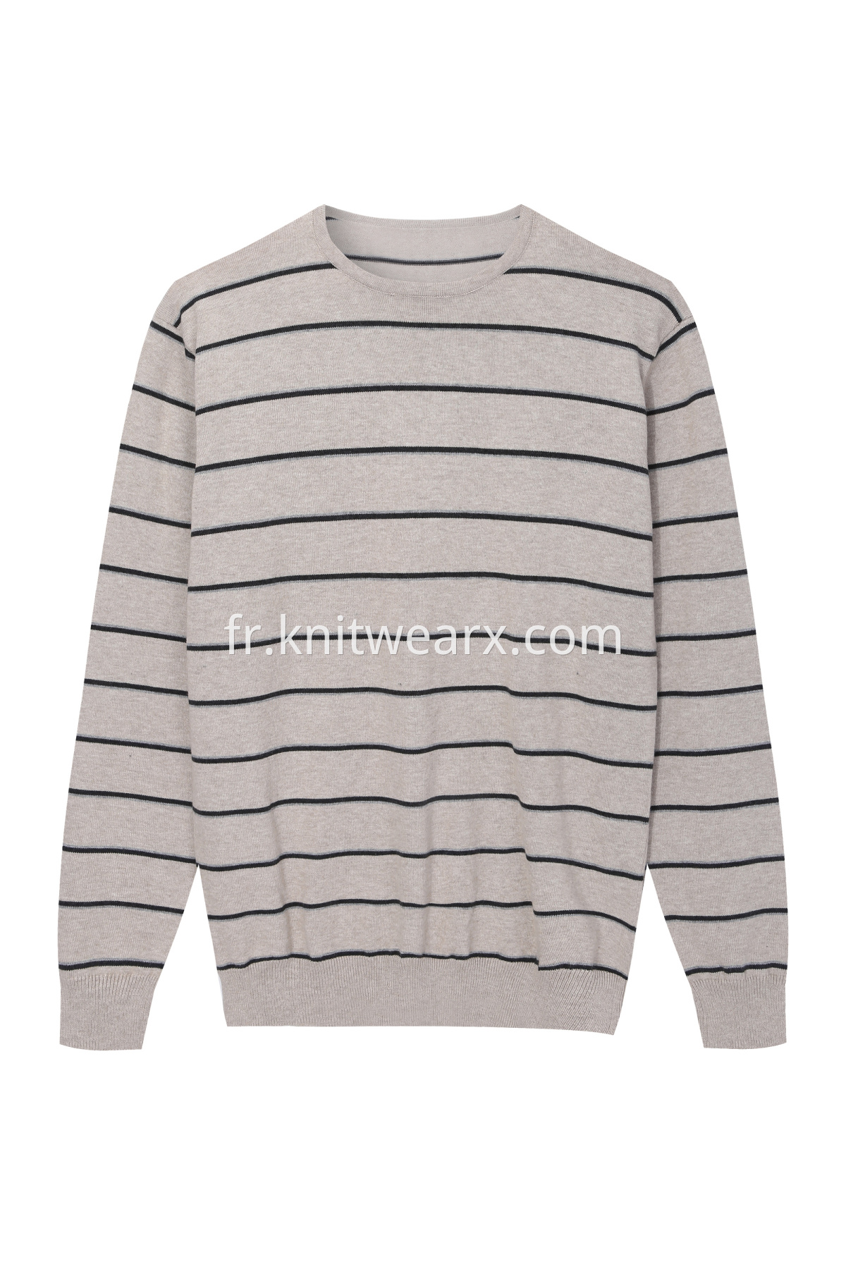 Men's Basic Cotton Stripe Knit Crewneck Sweater